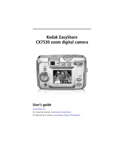 Kodak CX7530 Digital Camera User Manual - cover page