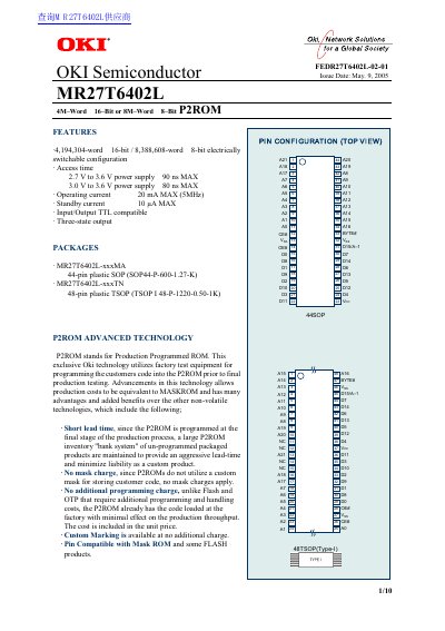 Oki MR27T6402L P2ROM Datasheet - cover page