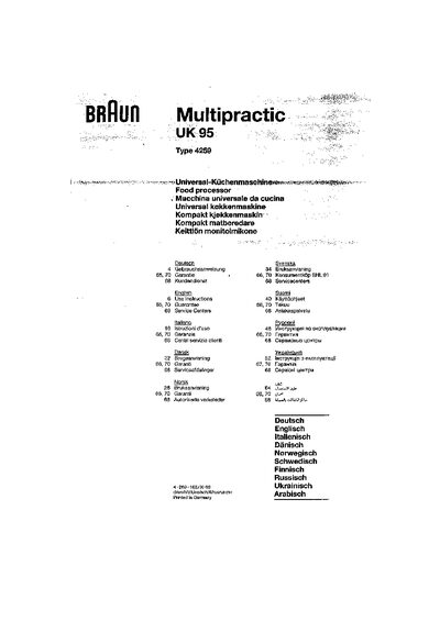 Braun 4259 Food Processor User Manual
