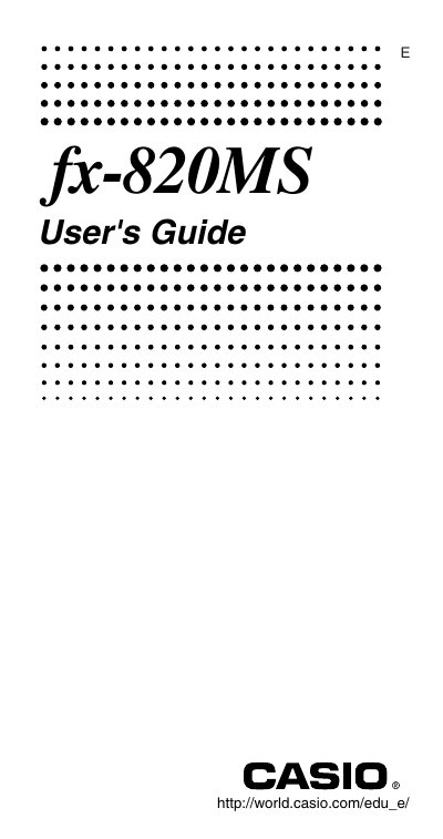 Casio FX-820MS Calculator User's Guide - cover page