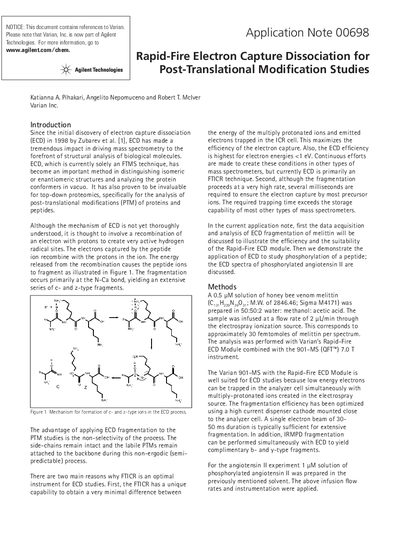 Agilent Rapid-Fire ECD Module Application Note 00698 - cover page