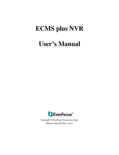 EverFocus ECMS Plus NVR User's Manual - cover page