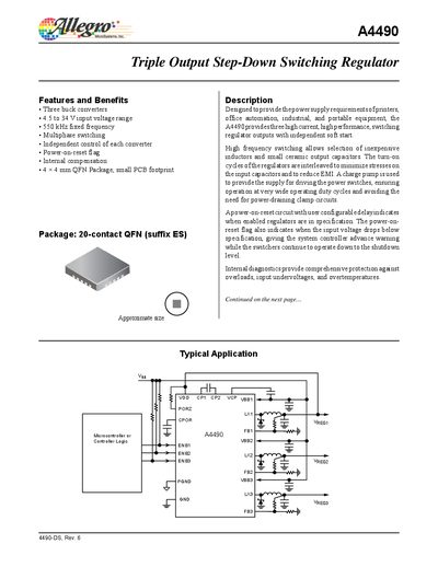 Allegro A4490 Triple Output Step-Down Switching Regulator Datasheet - cover page