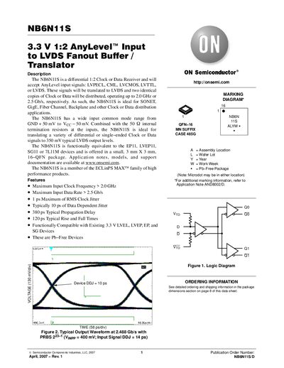 ON Semiconductor NB6N11S Datasheet - cover page
