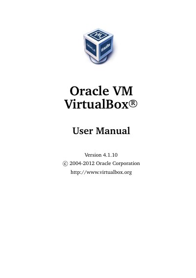 Oracle VirtualBox 4.1.10 User Manual - cover page