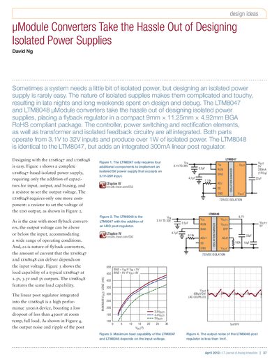 Linear Technology LTM8047 Isolated Power Supply Datasheet - cover page