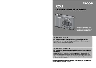 Ricoh CX1 Digital Camera User Guide - cover page