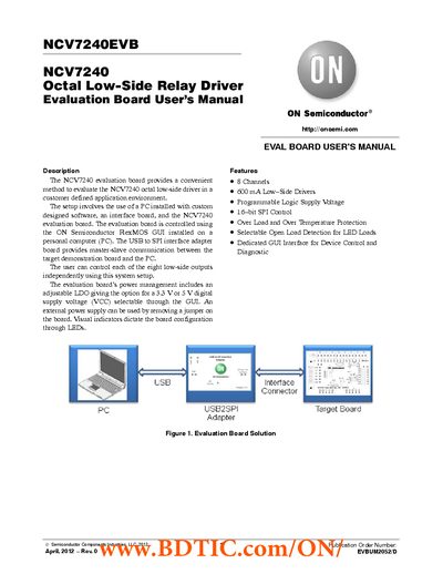 On Semiconductor NCV7240 Evaluation Board User's Manual - cover page