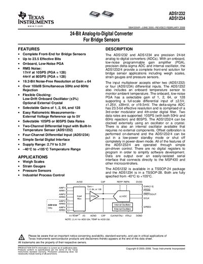 Texas Instruments ADS1232/ADS1234 Datasheet - cover page