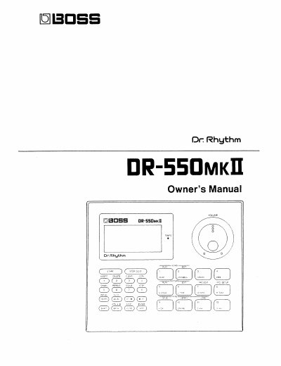 Roland DR-550MKII Rhythm Composer Owner's Manual - cover page