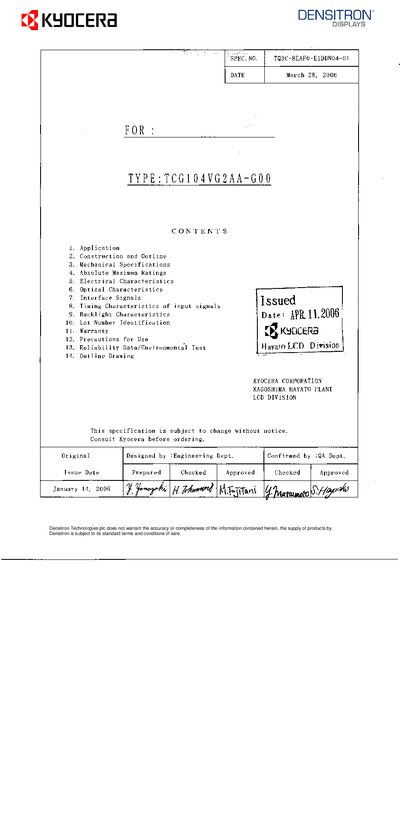 KYOCERA TCG104VG2AA-G00 Manual - cover page