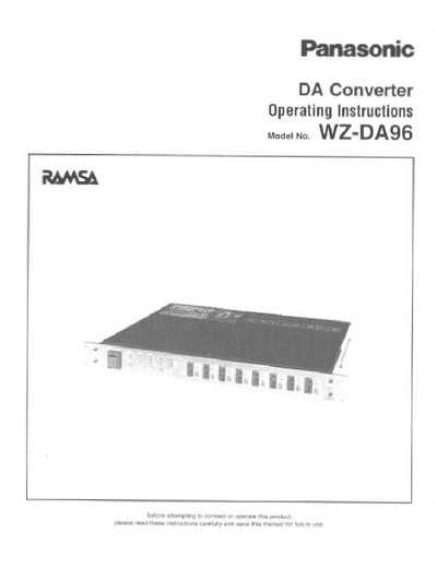 Panasonic WZ-DA96 DA Converter Operating Instructions - cover page