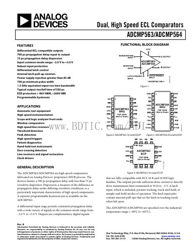 Analog Devices ADCMP563/ADCMP564 Datasheet - cover page