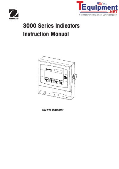 3000 Series Indicators Instruction Manual T32XW Indicator - cover page