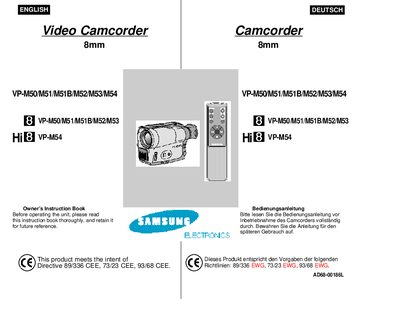 Samsung VP-M54 Camcorder User Manual - cover page
