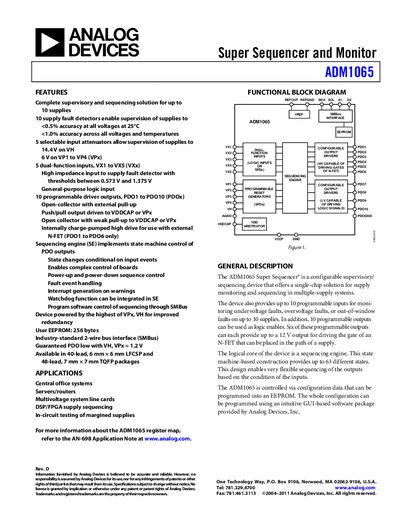 Analog Devices ADM1065 Super Sequencer Product Handbook - cover page