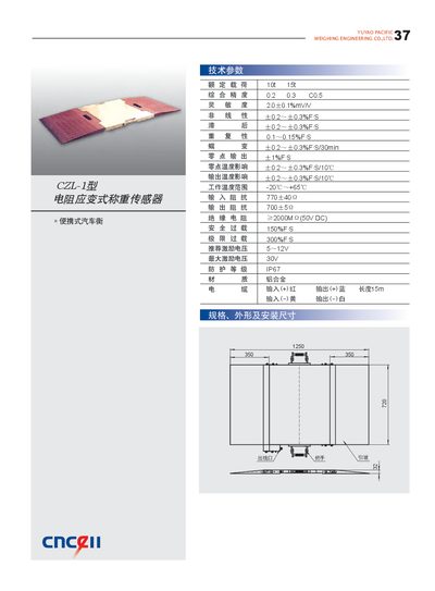 Weighing Engineering CZL-1 Resistance Strain Weight Sensor Datasheet - cover page