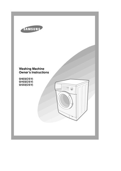 Samsung Q1633/Q1433/Q1233 Washing Machine User Manual - cover page