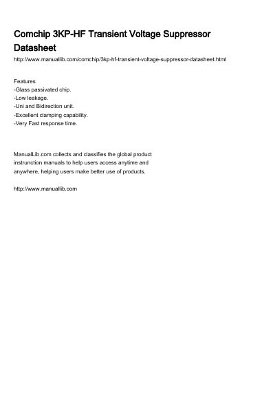 Comchip 3KP-HF Series Transient Voltage Suppressor Datasheet - cover page