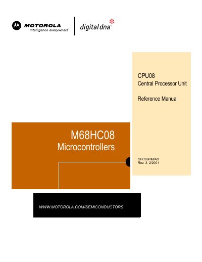 Motorola CPU08 Central Processor Unit Reference Manual - cover page