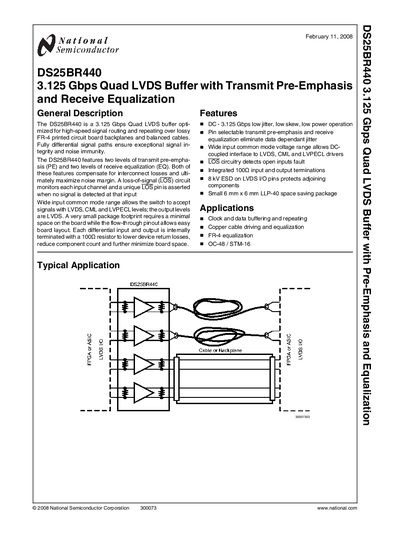 National Semiconductor DS25BR440 3.125 Gbps Quad LVDS Buffer Handbook - cover page