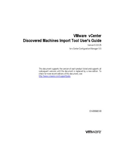 VMware vCenter Discovered Machines Import Tool User's Guide Version 5.3.0.25 - cover page
