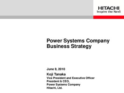 Hitachi Power Systems Company Business Strategy - cover page