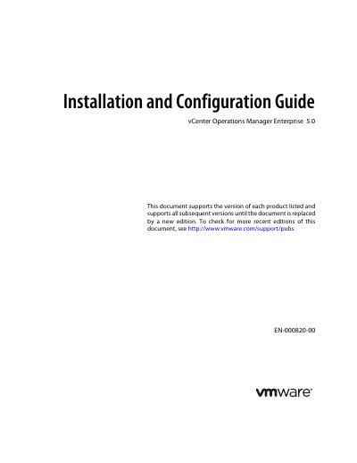 VMware vCenter Operations Manager Enterprise 5.0 Installation and Configuration Guide - cover page