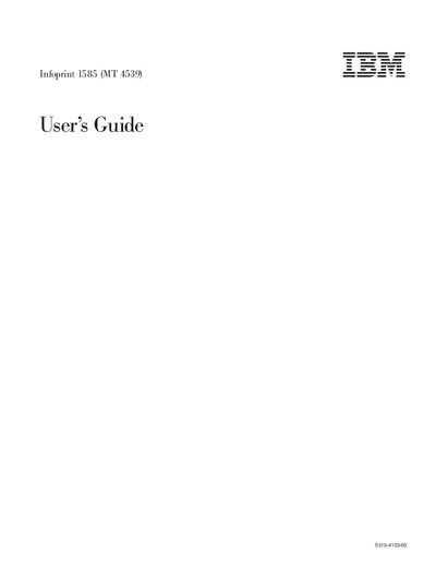 IBM Infoprint 1585(MT 4539) Manual - cover page