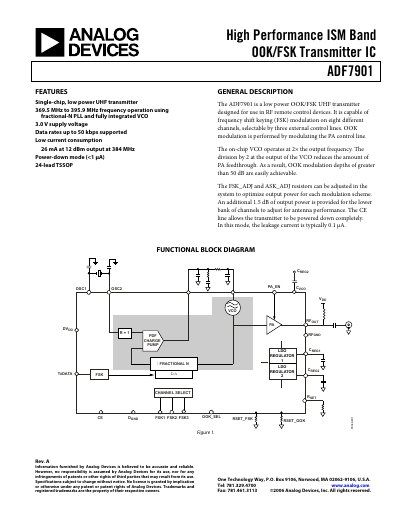 Analog Devices ADF7901 Datasheet