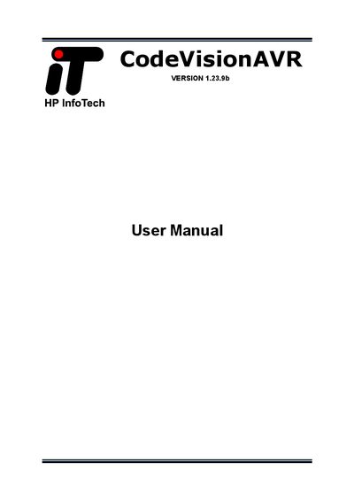 HP InfoTech CodeVisionAVR User Manual - cover page