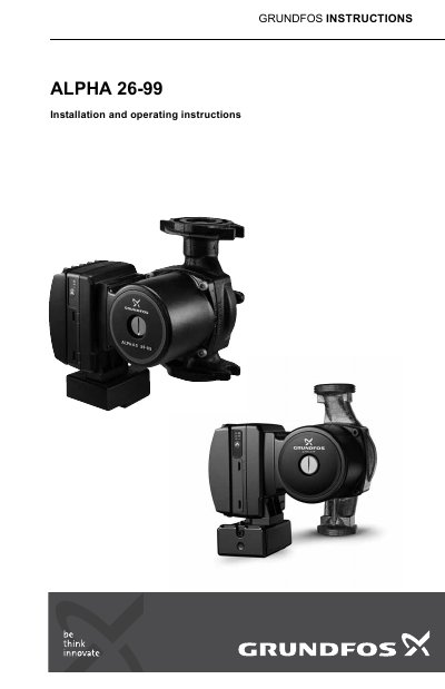 Grundfos ALPHA2 26-99 Circulator Pump Installation and Operating Instructions - cover page