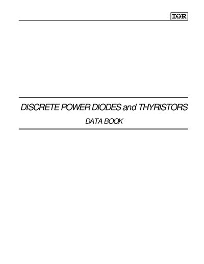 DISCRETE SD103N/R Power Diodes and Thyristors Datasheet - cover page