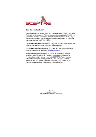 Sceptre E320BV-FHD LED HDTV User Manual - cover page