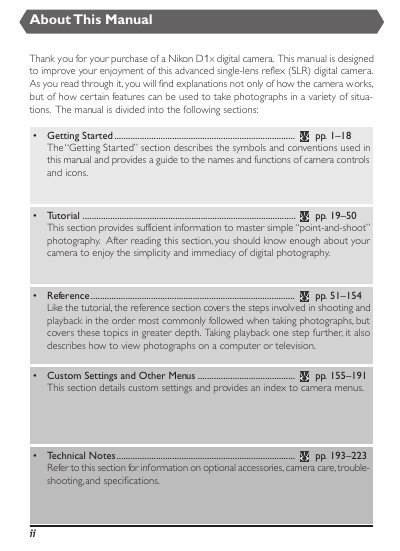 Nikon D1X User Manual - cover page