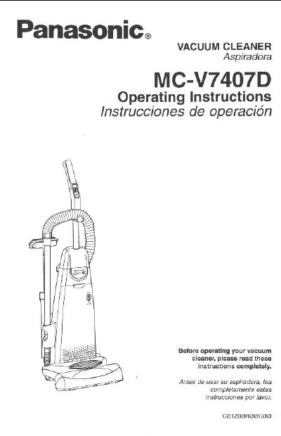 Panasonic MC-V7407D Vacuum Cleaner Operating Instructions - cover page