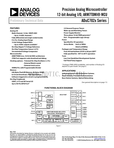 Analog Devices ADuC7026 Datasheet - cover page