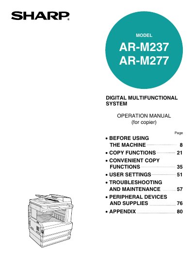 Sharp AR-M237/AR-M277 Digital Multifunctional System Operation Manual