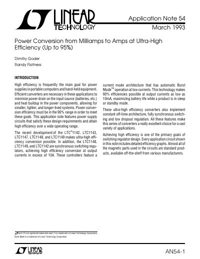 Linear Technology AN54 Power Conversion Application Note
