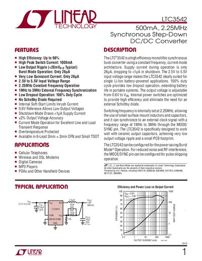 Linear Technology LTC3542 Datasheet - cover page