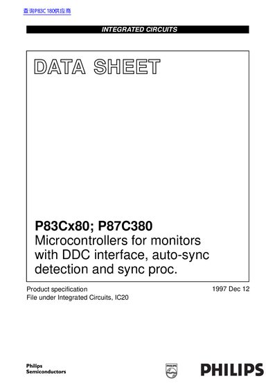 Philips P83Cx80; P87C380 Microcontrollers Data Sheet