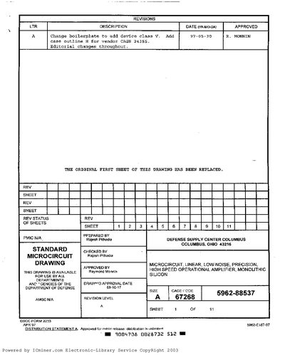STANDARD MICROCIRCUIT DRAWING SIZE 67268 Data sheet (4) - cover page