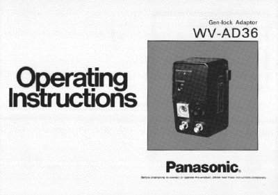 Panasonic WV-AD36 Gen-lock Adaptor User Manual - cover page