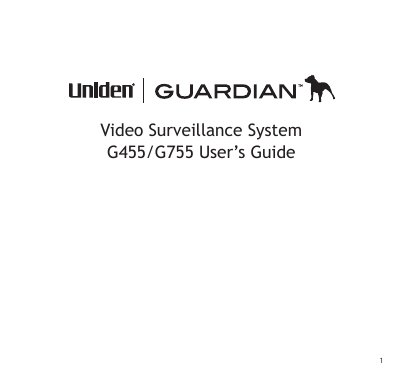 Uniden G455/G755 Video Surveillance System User's Guide - cover page