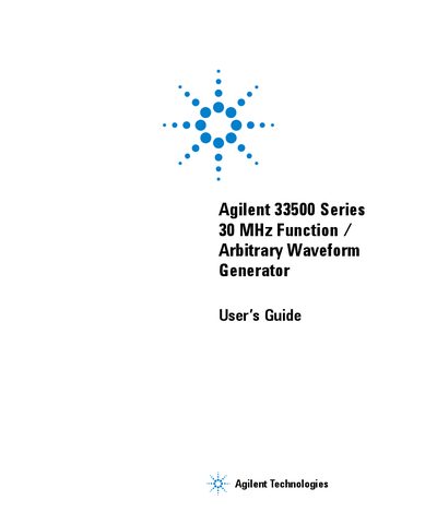 Agilent 33500 Series Function/Arbitrary Waveform Generator User's Guide - cover page