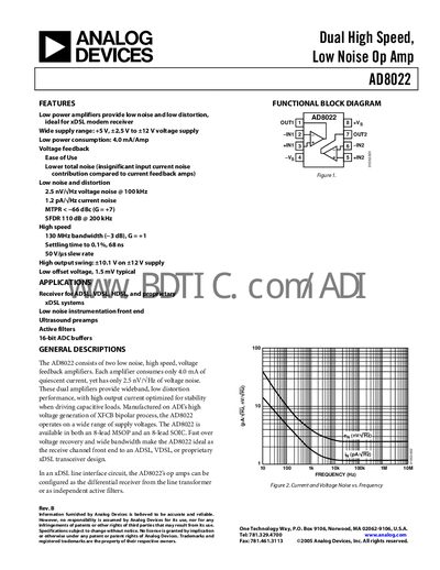 Analog Devices AD8022 Datasheet - cover page