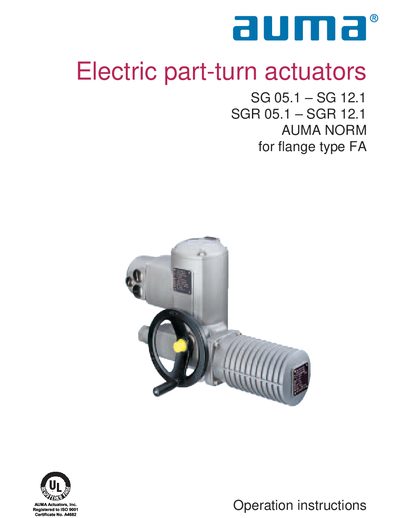 AUMA Part-Turn Actuators SG/SGR Operation Instructions - cover page