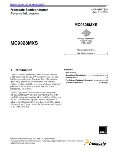 Freescale MC9328MXS Advance Information Datasheet