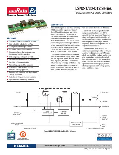 Murata LSN2‑T/30‑D12 Series DC/DC Converter Datasheet - cover page