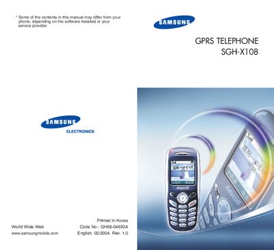 Samsung SGH-X108 GPRS Telephone User Manual - cover page